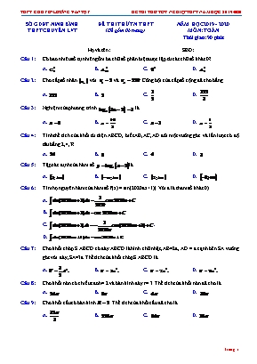 Đề thi thử Tốt nghiệp THPT môn Toán - Năm học 2019-2020 - Trường THPT Chuyên Lương Thế Vinh